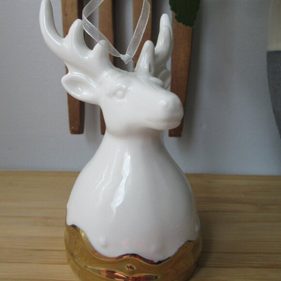 Porcelaine Christmas Tree Decor + Bell Deer - Picture 1 of 12